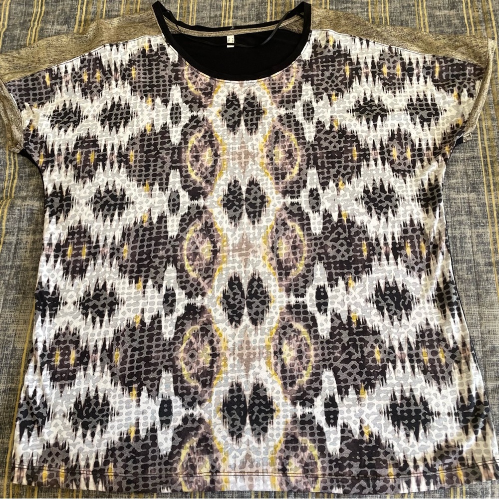 Cavita  Gold Black Yellow Brown White Cotton Short Sleeve T-Shirt Size L - Picture 2 of 4